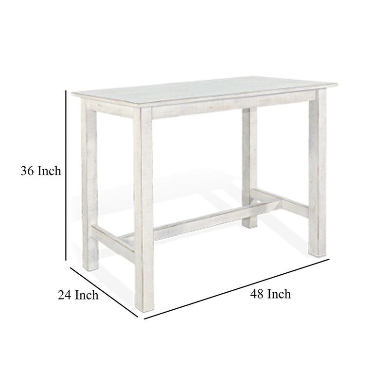 Rena Counter Table, 48 Inch Rectangular White Sand Mahogany Wood - Benzara