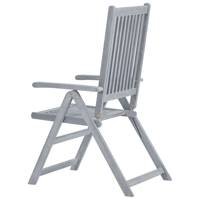 vidaXL Garden Reclining Chairs 3 pcs Gray Solid Acacia Wood