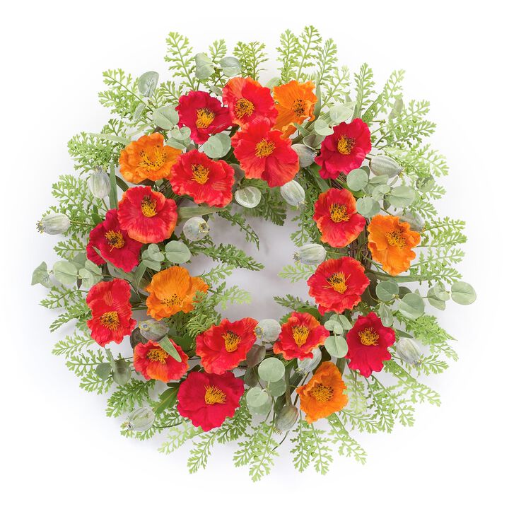 Poppy Twig Spring Floral Wreath  18.5-Inch