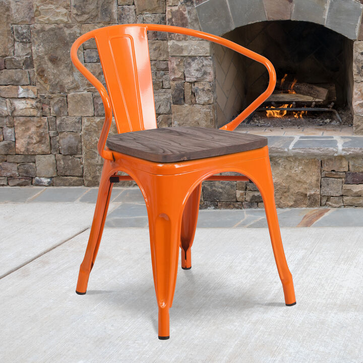 Metal/Wood Colorful Restaurant Chairs