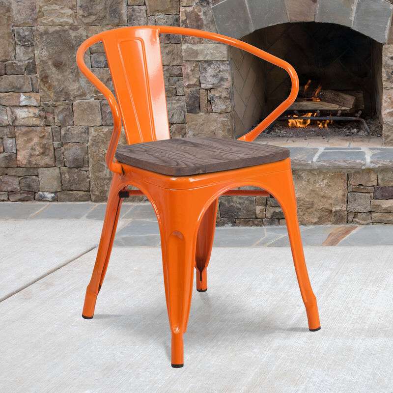 Metal/Wood Colorful Restaurant Chairs