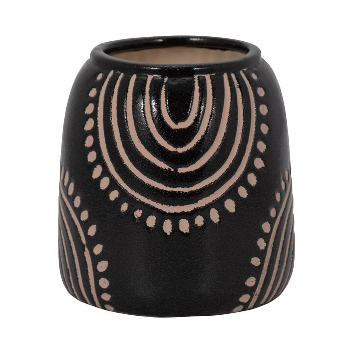 6" Stone Round Tribal Arch Vase