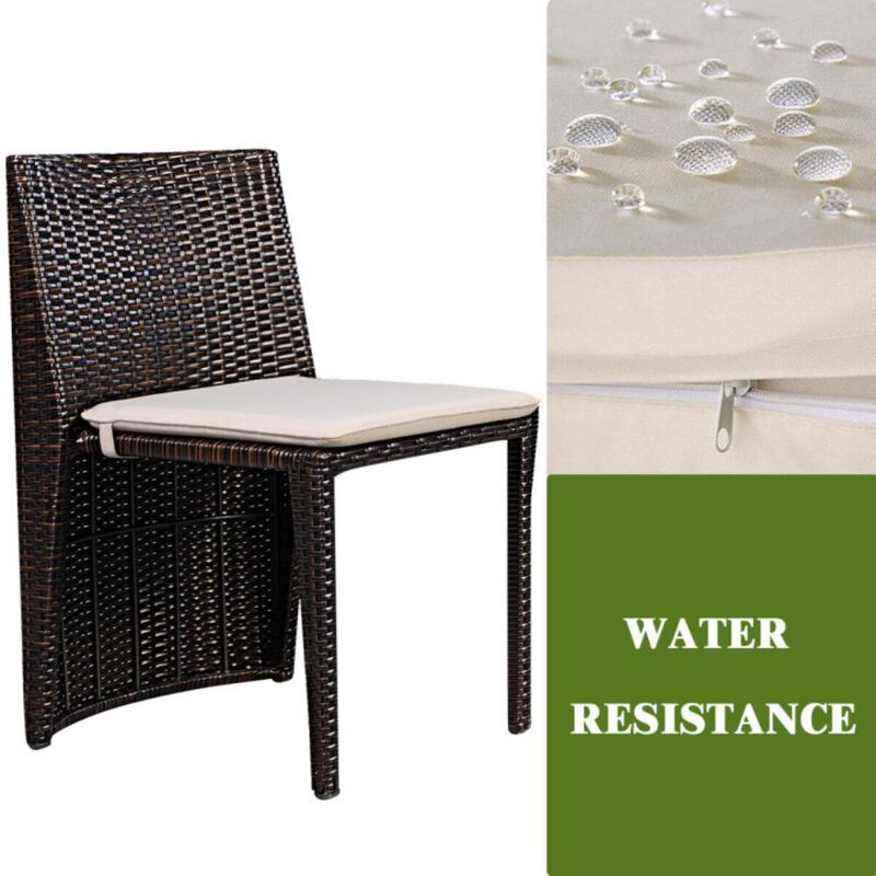Hivvago 3 Pieces Cushioned Wicker Patio Bistro Set with No Assembly Needed