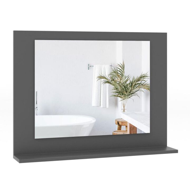 Hivvago Rectangle Bathroom Mirror with Shelf 23.5 x 17.5 Inch and Wood Frame