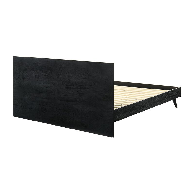 Benjara Mian Bedroom 3 pcs Set, King Platform Bed and Nightstand, Sleek Black