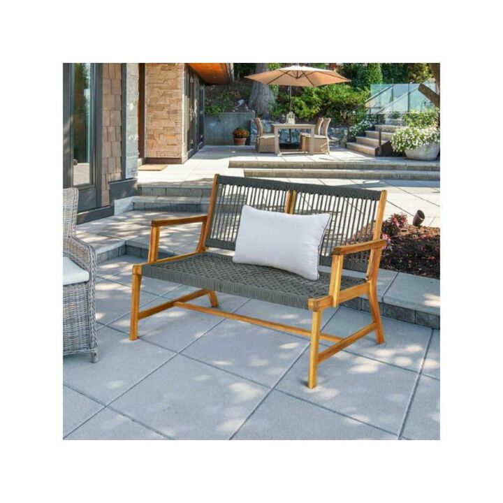 Hivvago 2-Person Acacia Wood Yard Bench for Balcony and Patio