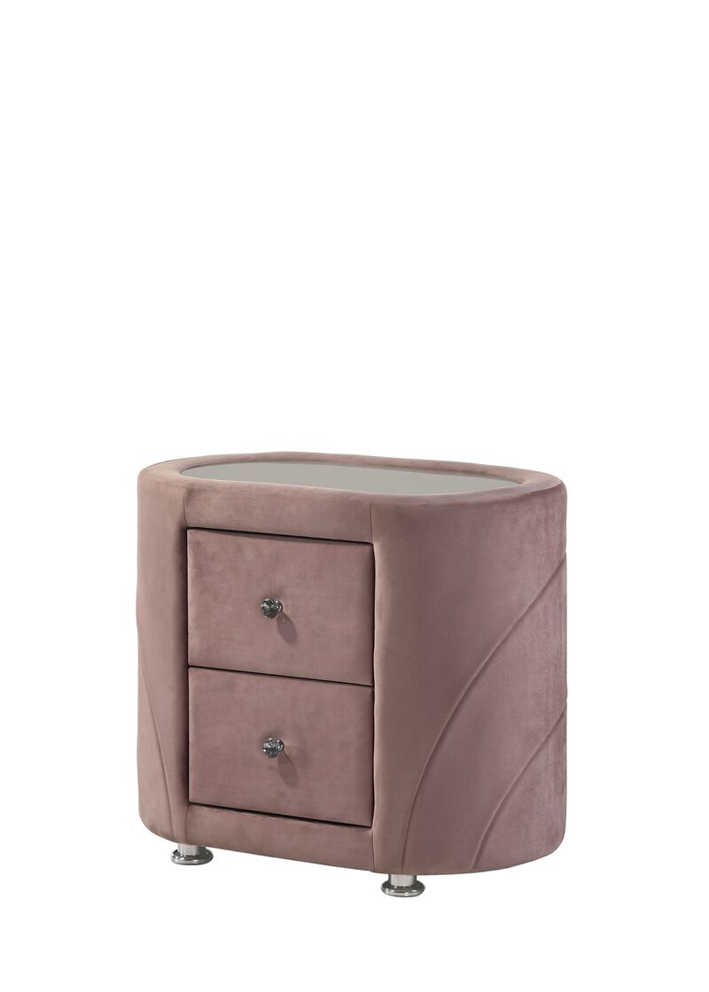 ACME Salonia Nightstand, Pink Velvet