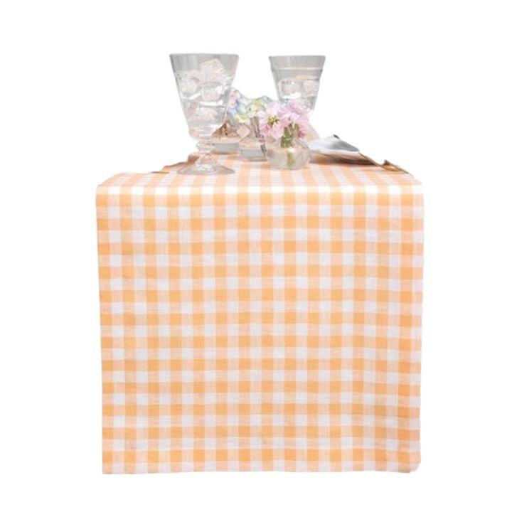 Solino Home 100% Pure Linen Table Runner | Gingham Check for Spring & Easter
