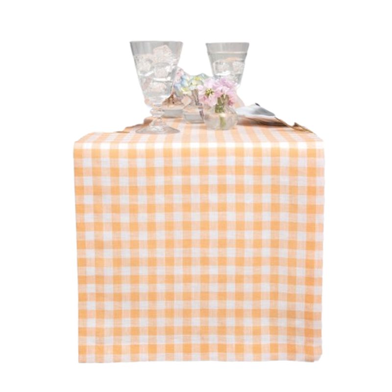 Solino Home 100% Pure Linen Table Runner | Gingham Check