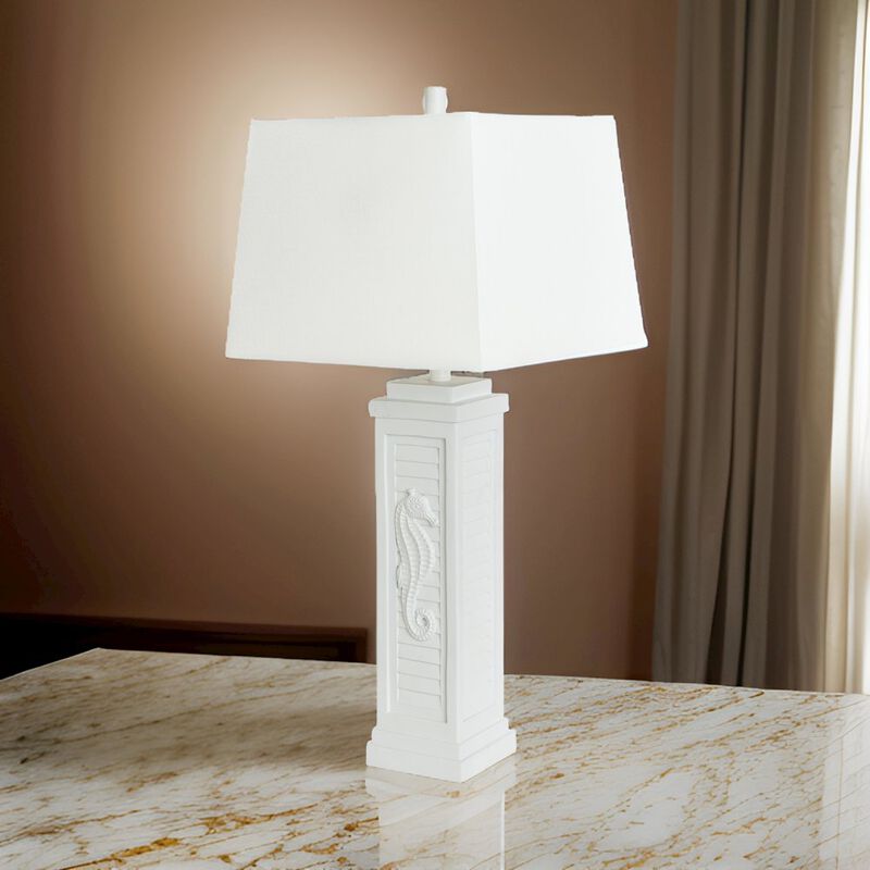 Lux Lighting Sea Horse Shutter 32 Shutter Lamp w/USB Bright White, (Set of 2)