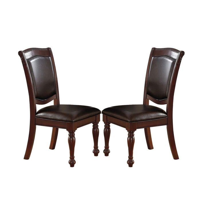 Brown Faux Leather Side Chairs - Set of 2