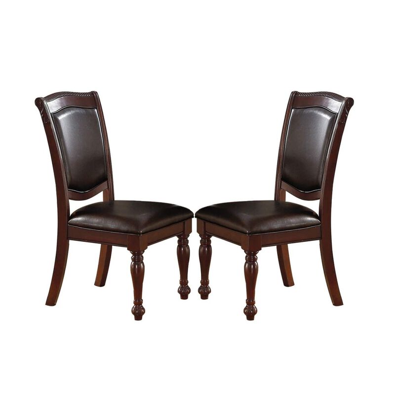 Brown Faux Leather Side Chairs - Set of 2