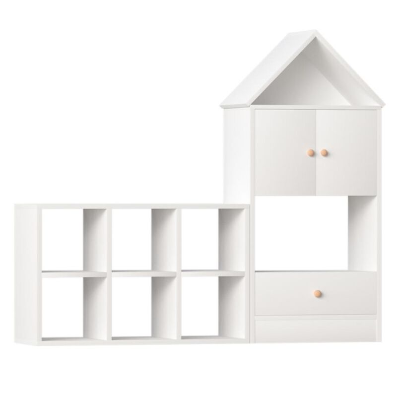 Versatile Kids' Bookshelf with House-Shaped Design for Toy & Book Storage