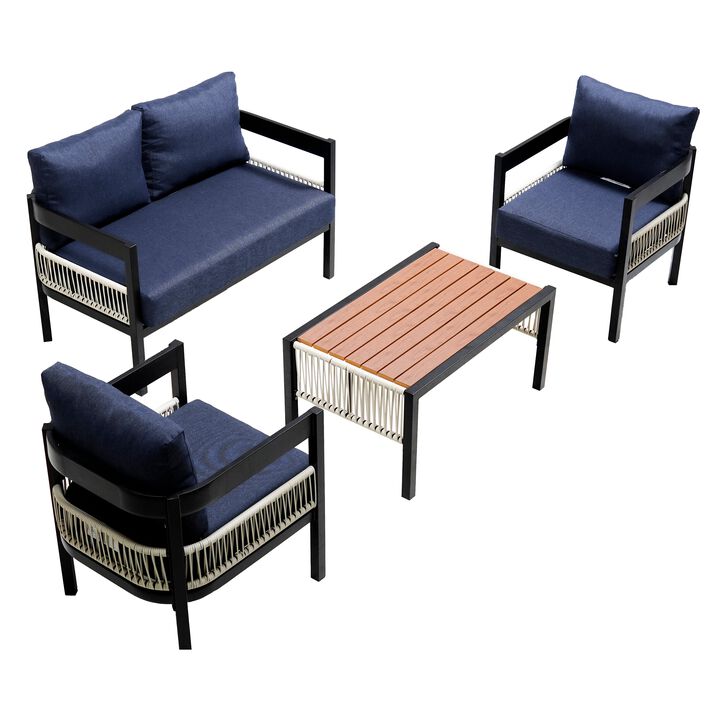 Mondawe 5-Piece Multi-person Outdoor Iron Sofa Set,Weatherproof Furniture Set For Patio Garden