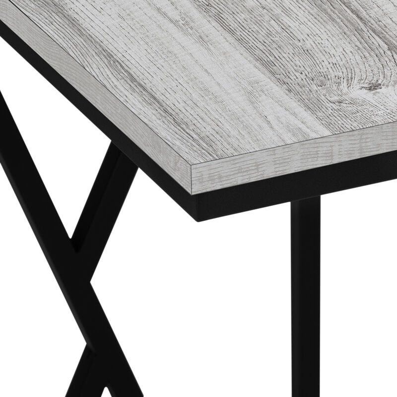 Monarch Specialties I 3248 Accent Table, C-shaped, End, Side, Snack, Living Room, Bedroom, Metal, Laminate, Grey, Black, Contemporary, Modern