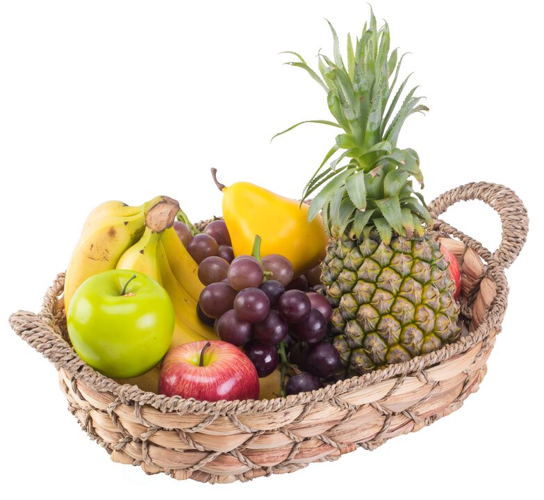 Set of 4 Seagrass Fruit Bread Basket Tray with Handles, Medium