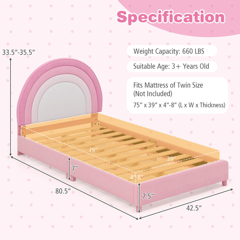Height-Adjustable Headboard Bed Frame with Sturdy Wooden Slats, Modern Platform Design for Comfort and Support
