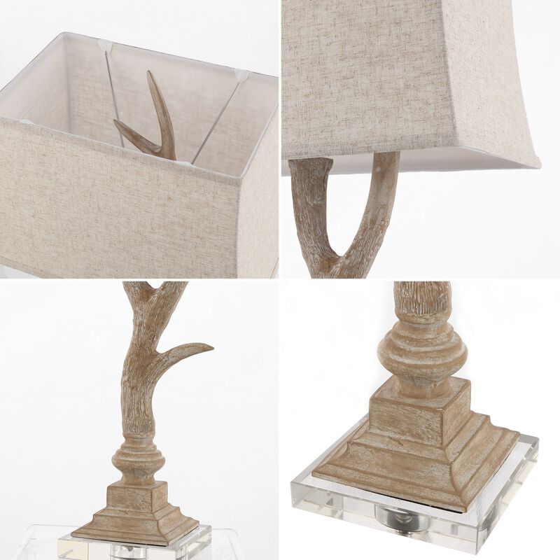 Antler Rustic Resin/Crystal LED Table Lamp