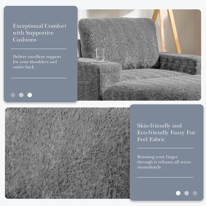 Merax Upholstered Sofa Chair with Storage Ottoman and Armrests
