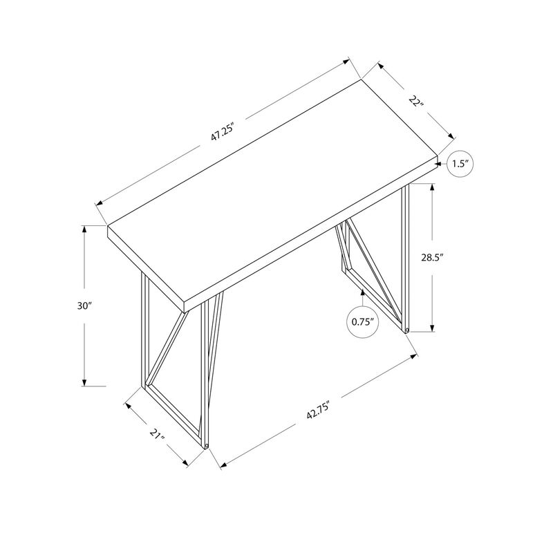 Monarch Specialties I 7376 Computer Desk, Home Office, Laptop, 48"L, Work, Metal, Laminate, White, Grey, Contemporary, Modern