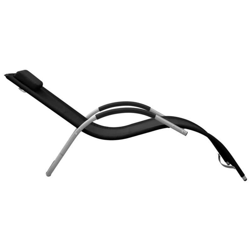 vidaXL Sun Lounger Textilene Black and Gray