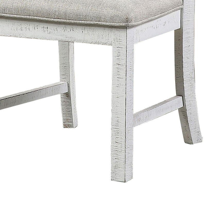 Open Scroll Back Wooden Side Chair with Padded Seat, Set of 2, White - Benzara
