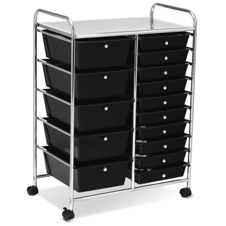 Hivvago 15-Drawer Utility Rolling Organizer Cart Multi-Use Storage