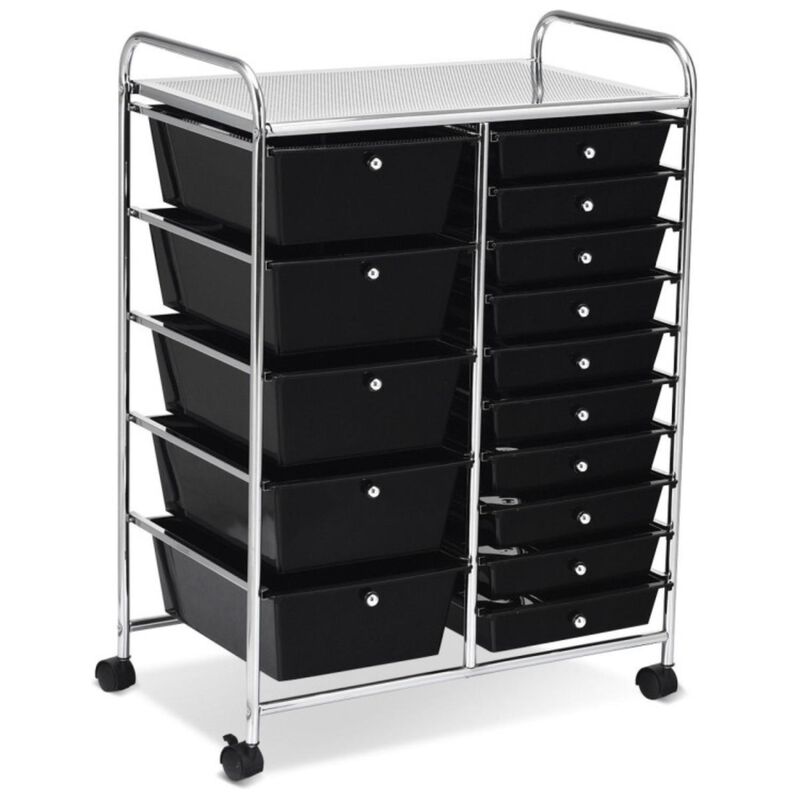 Hivvago 15-Drawer Utility Rolling Organizer Cart Multi-Use Storage