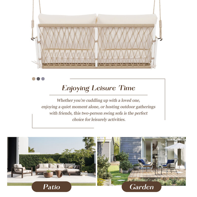 Merax Woven Rope Outdoor Swing Sofa