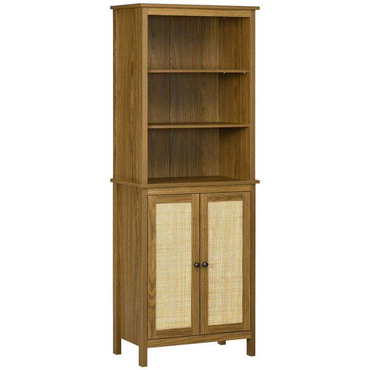 Walnut Home Organization: Tall Bookcase with Cabinet for Study & Living Room