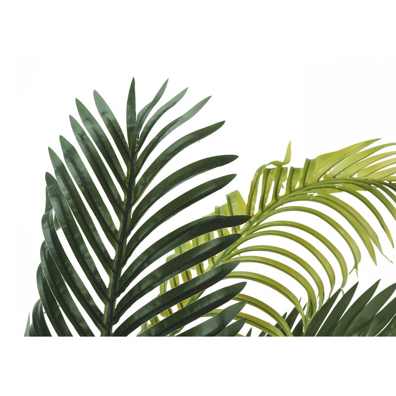 Monarch Specialties I 9537 - Artificial Plant, 47" Tall, Palm Tree, Indoor, Faux, Fake, Floor, Greenery, Potted, Real Touch, Decorative, Green Leaves, Black Pot