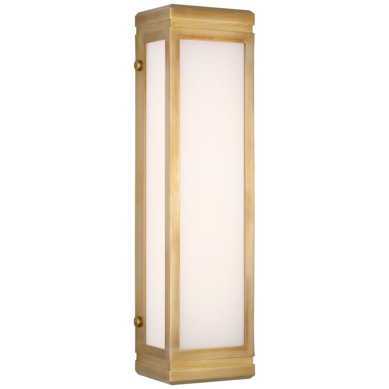 Hayles 17" Bath Light in Natural Brass with White Glass