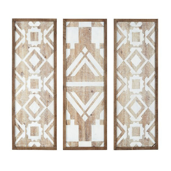 Gracie Mills Keene 3-Piece Wood Geometric Wall Art Set