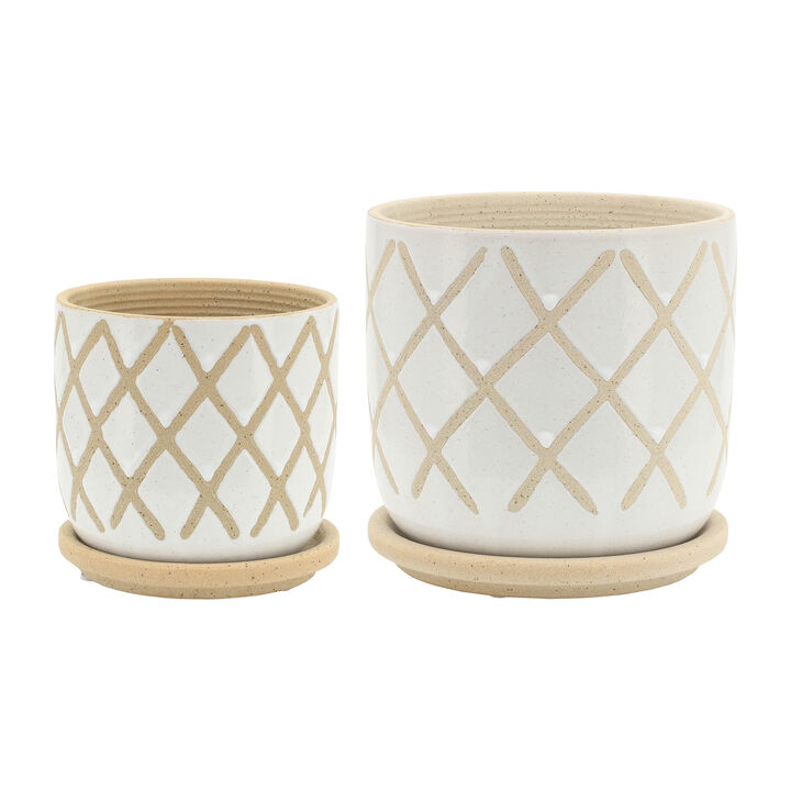 Cross Planter with Saucer Set