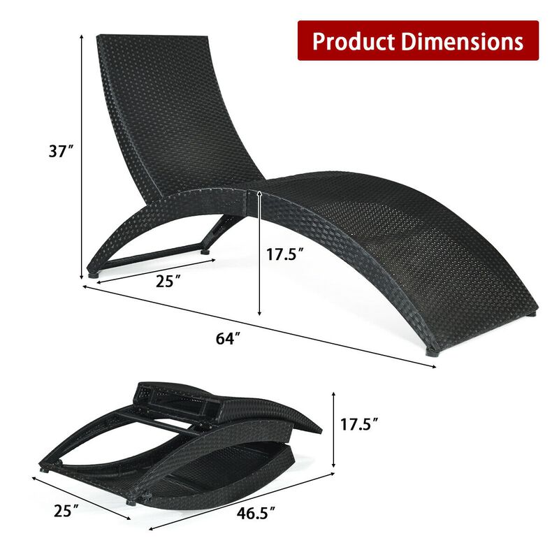 Folding Patio Rattan Lounge Cushioned Portable Chair