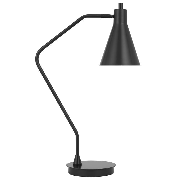 Sty 24 Inch Task Table Lamp, Swivel Gray Shade, Angled Thin Metal Pole - Benzara