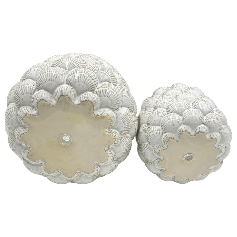 White Stone Seashell Planters