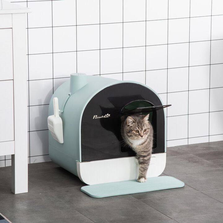 Green Cat Hygiene: Covered Litter Box with Tray & Scoop