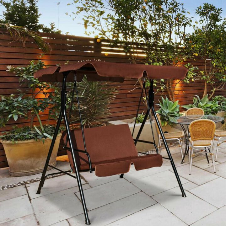 Hivvago 2 Person Weather Resistant Canopy Swing for Porch Garden Backyard Lawn
