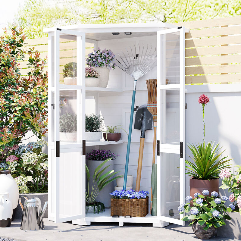 Merax Mini Greenhouse Cold Frame Garden Wood Storage Cabinet