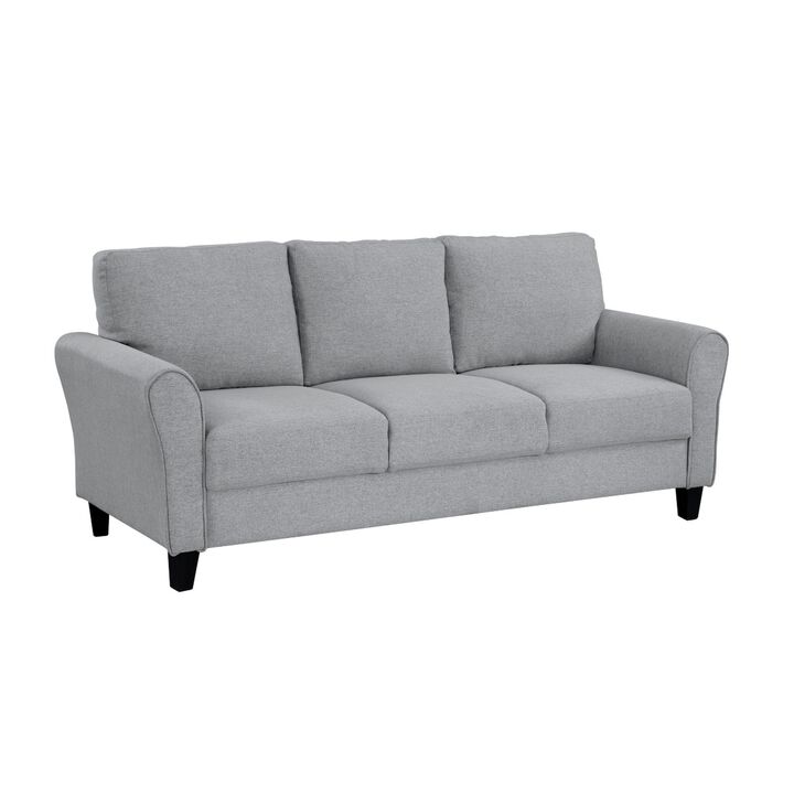 Engi Accent Sofa, Smooth Gray Polyester, Attached Back Cushion - Benzara