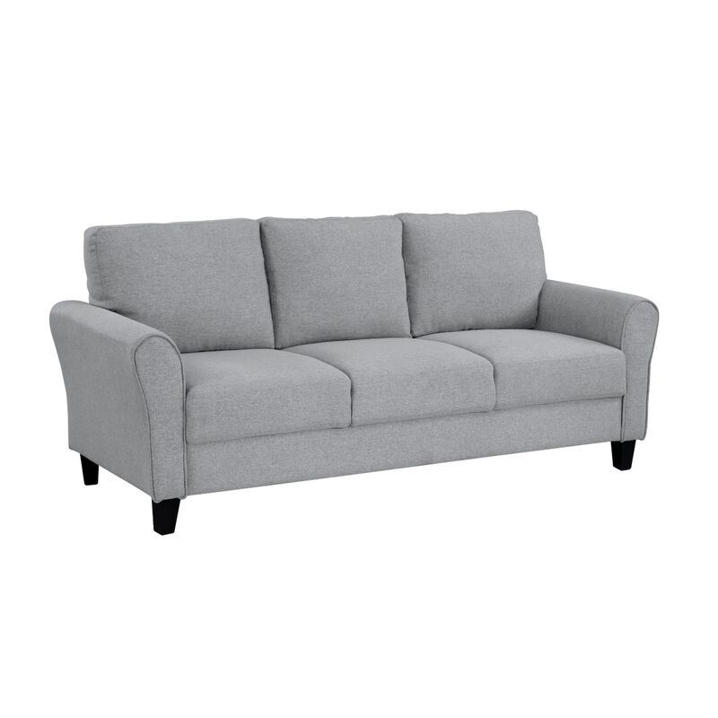 Engi Accent Sofa, Smooth Gray Polyester, Attached Back Cushion - Benzara