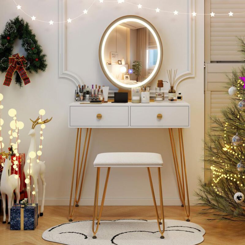 Hivvago Industrial Makeup Dressing Table with 3 Lighting Modes