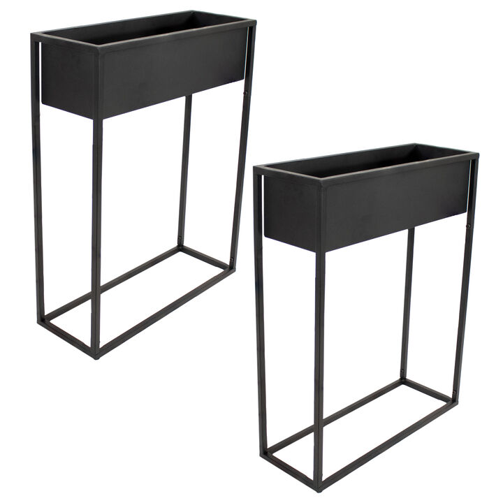 Sunnydaze Modern Simplicity Outdoor Elevated Planter - Black - 2-Pack
