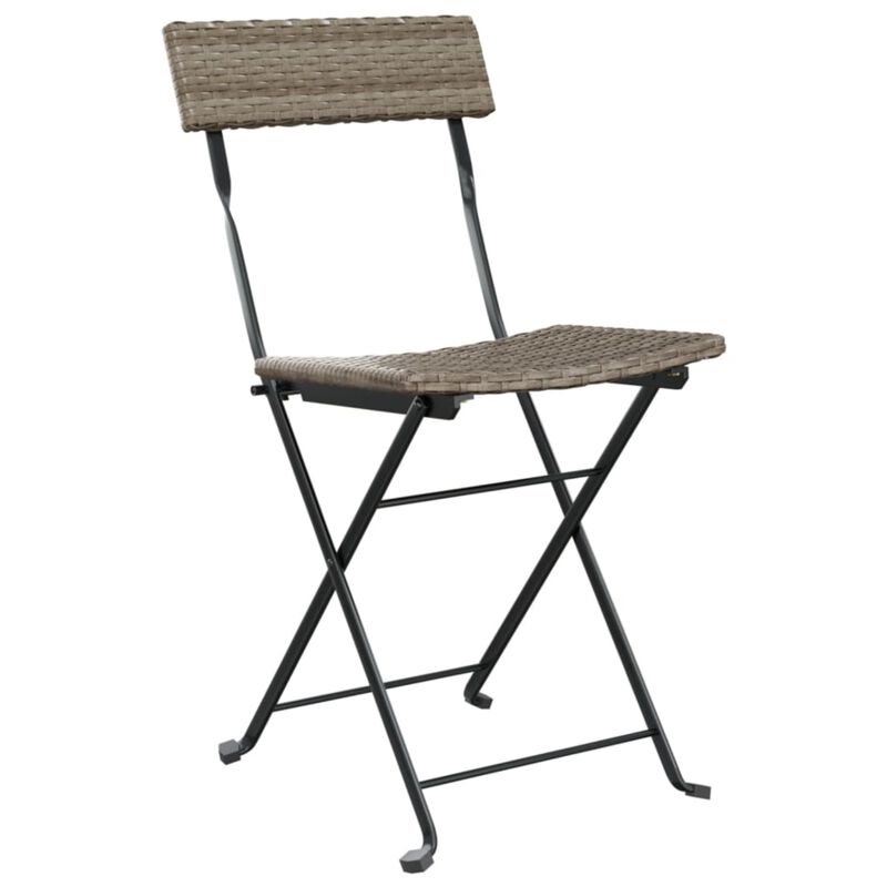 vidaXL Folding Bistro Chairs 2 pcs Gray Poly Rattan and Steel
