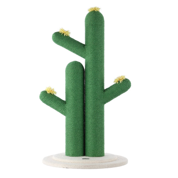Socorro Modern Jute Double-Cactus Cat Scratching Post with Flower Toys