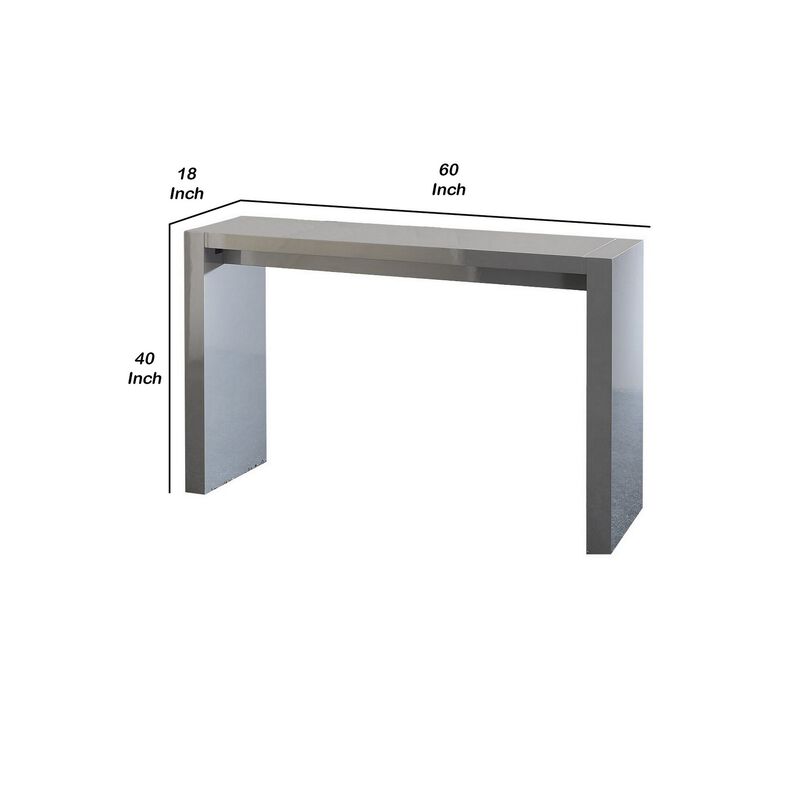 Joey 60 Inch Modern Bar Table, Lacquered Gray Finish, Composite Wood Frame-Benzara