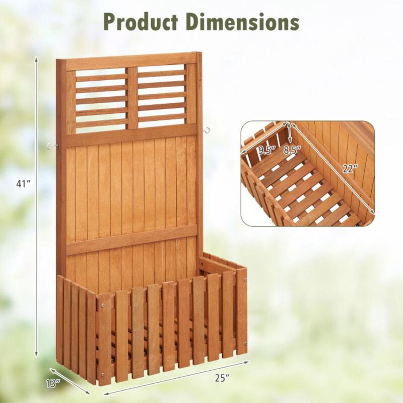 Hivvago Wooden Raised Garden Bed with Privacy Screen