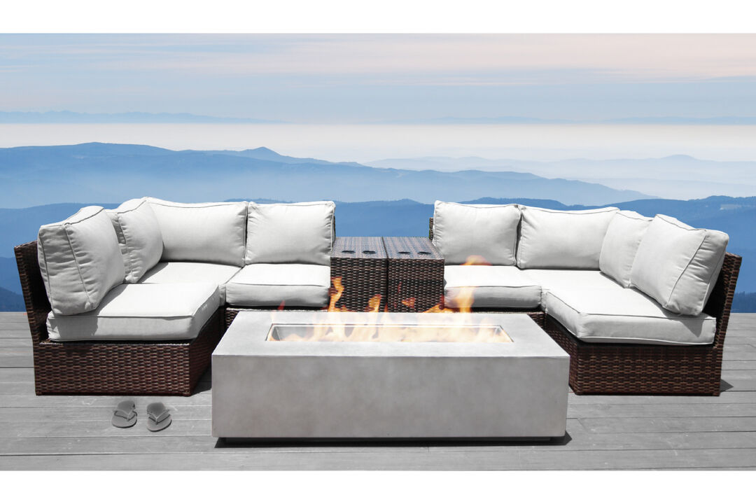Living Source International 9-Piece Sectional Set with Cushions - Espresso