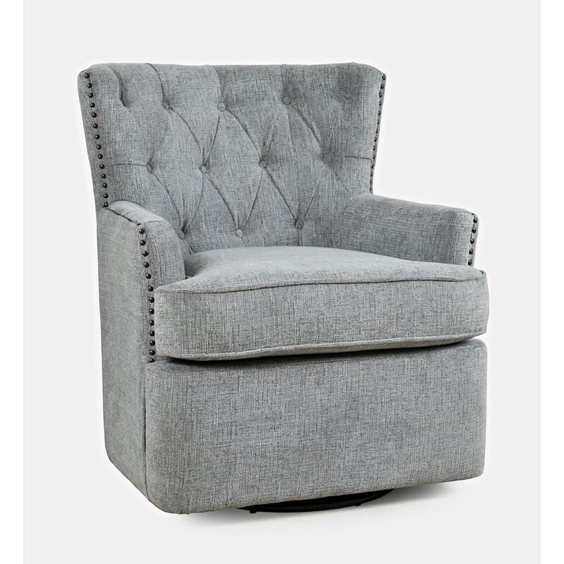 Jofran Bryson Transitional Upholstered Swivel Chair with Nailhead Trim